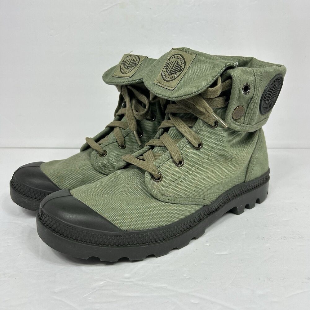Palladium Baggy Combat Boots Olive Green Fold Over Shoe Vegan Utility Gorpcore